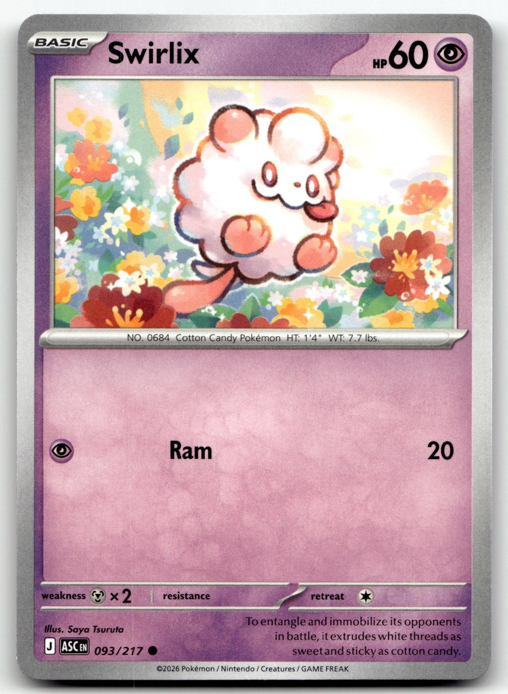 Swirlix 093/217 Common Ascended Heroes Pokemon Near Mint