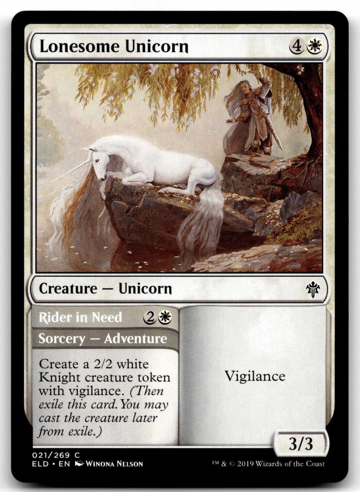 Lonesome Unicorn 21 Common Throne of Eldraine Magic: The Gathering Near Mint