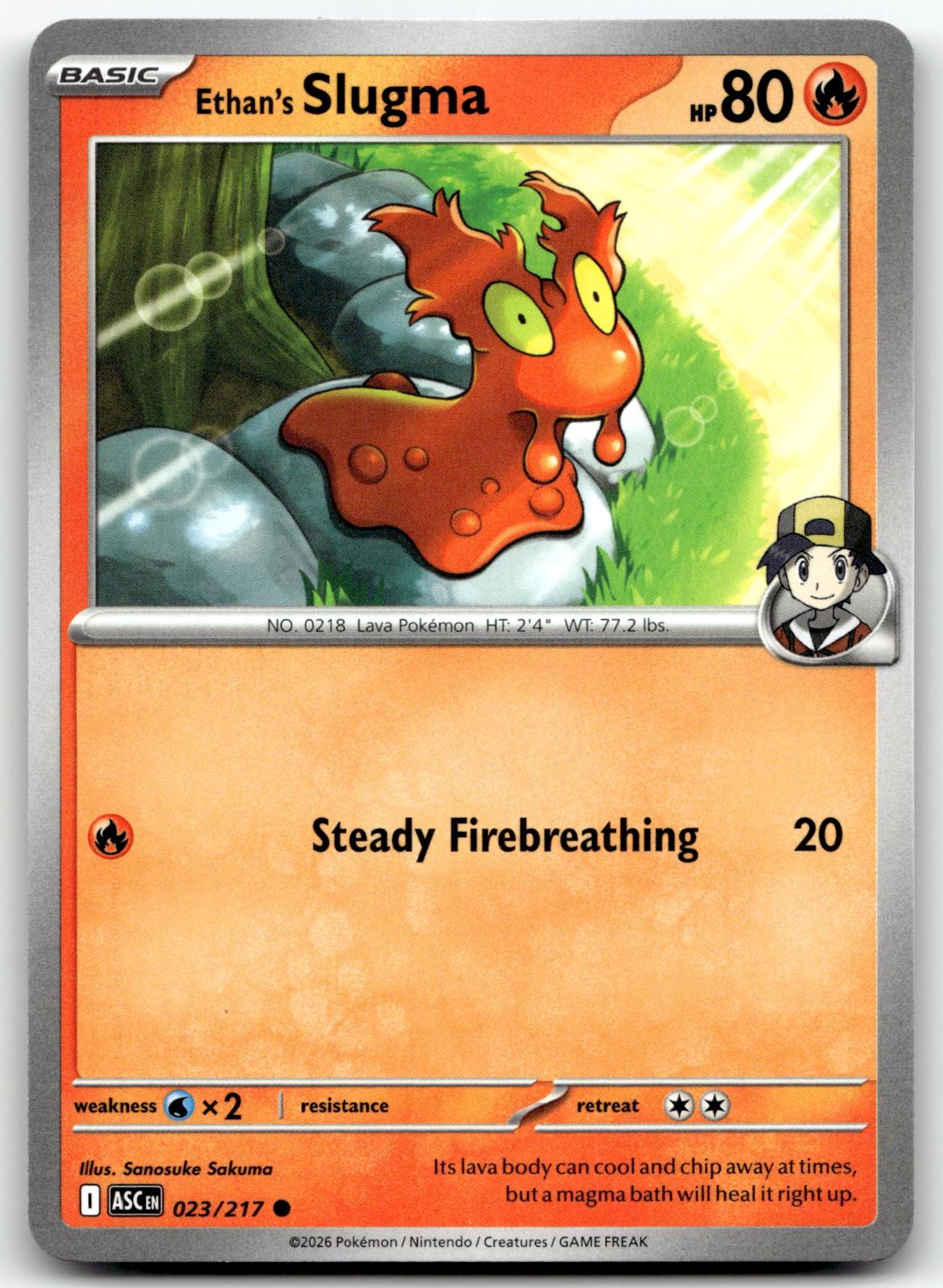 Ethan's Slugma 023/217 Common Ascended Heroes Pokemon Near Mint
