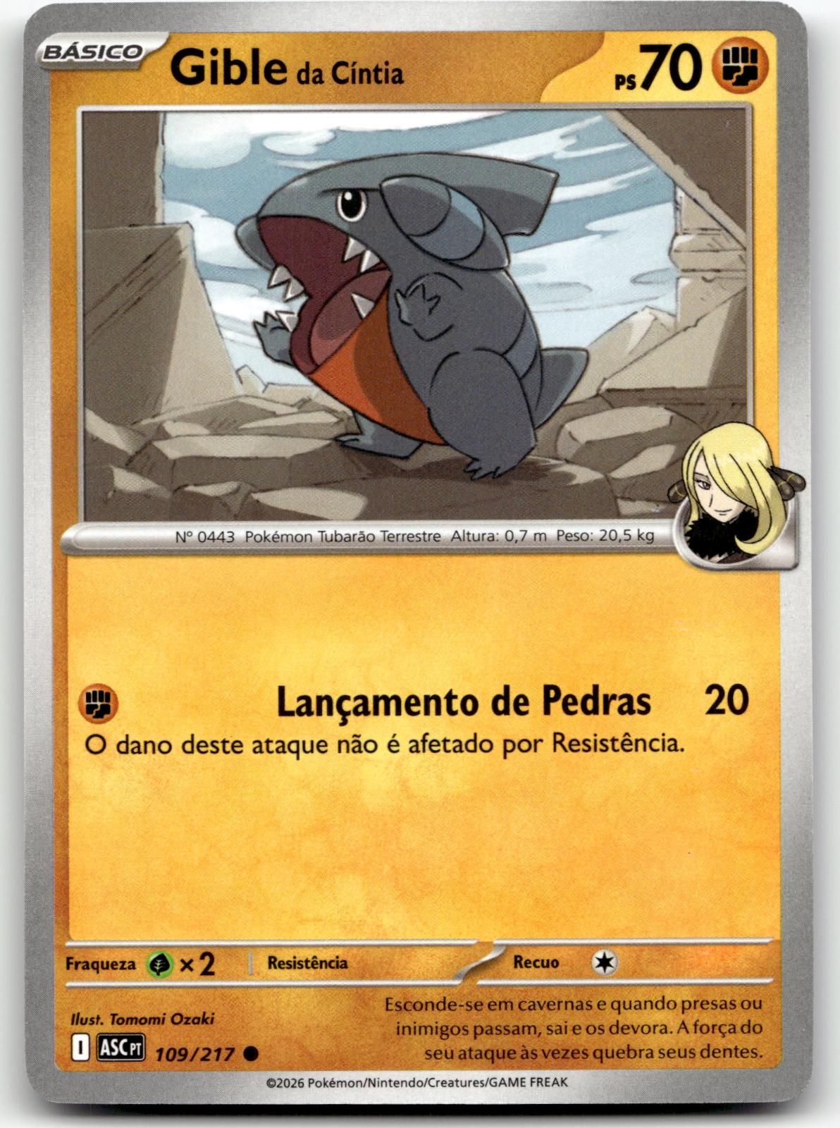 Cynthia's Gible 109/217 Common Ascended Heroes Pokemon Near Mint