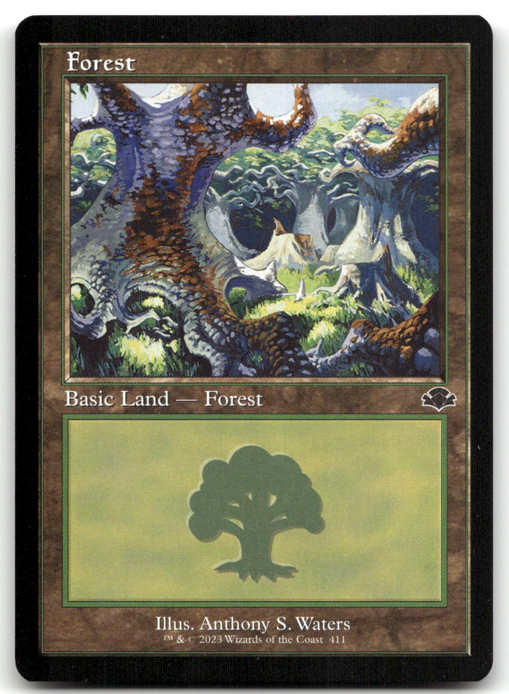 Forest (411) (Retro Frame) 411 Land Dominaria Remastered Magic: The Gathering NM