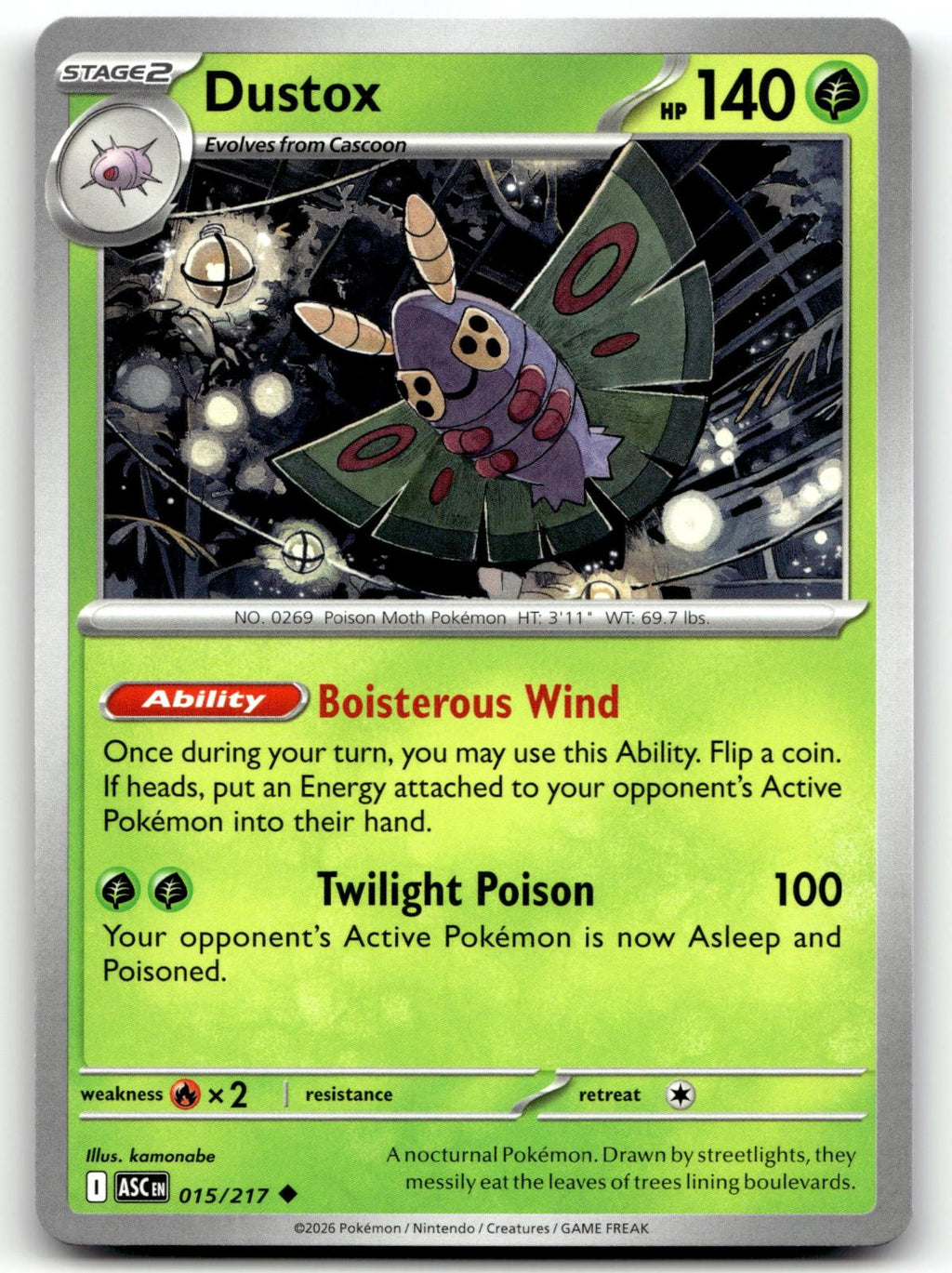 Dustox 015/217 Uncommon Ascended Heroes Pokemon Near Mint