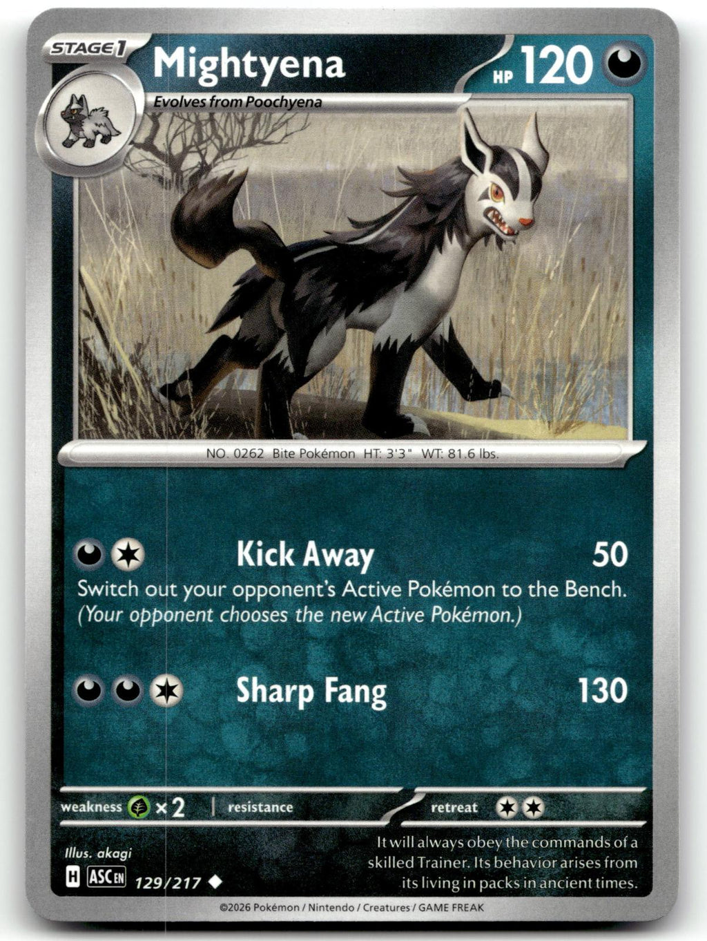 Mightyena 129/217 Uncommon Ascended Heroes Pokemon Near Mint