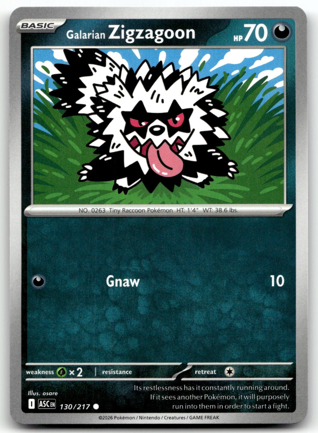 Galarian Zigzagoon 130/217 Common Ascended Heroes Pokemon Near Mint