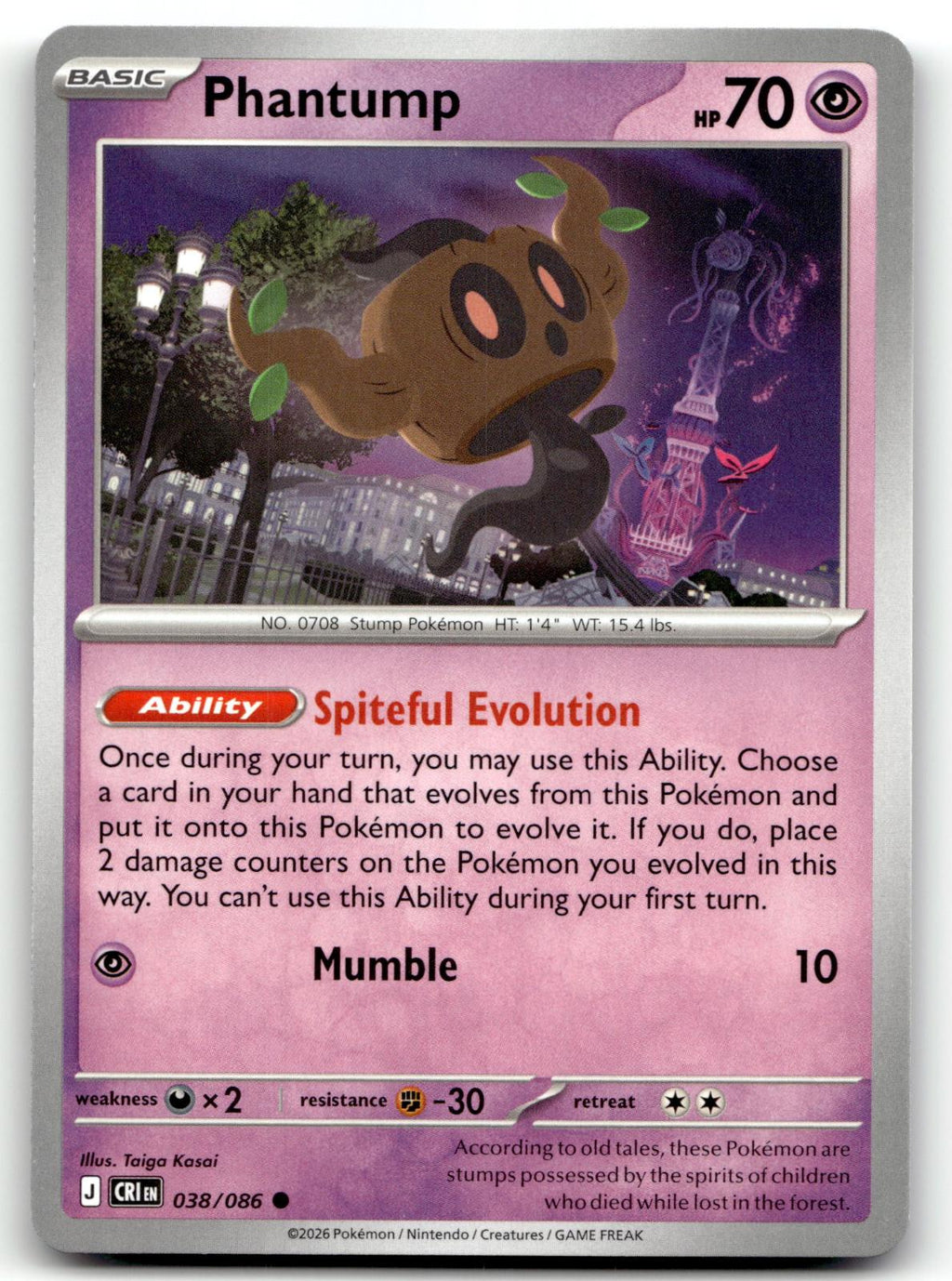 Phantump 038/086 Common Chaos Rising Pokemon Near Mint