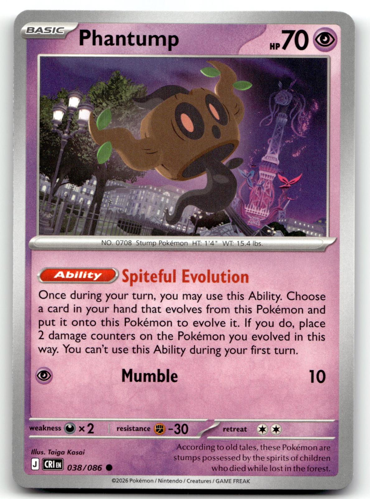 Phantump 038/086 Common Chaos Rising Pokemon Near Mint