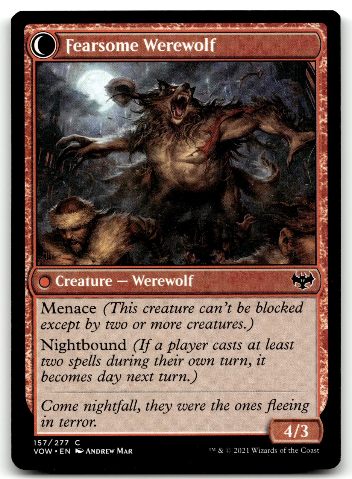Fearful Villager // Fearsome Werewolf 157 Innistrad: Crimson Vow Magic: The Gathering NM