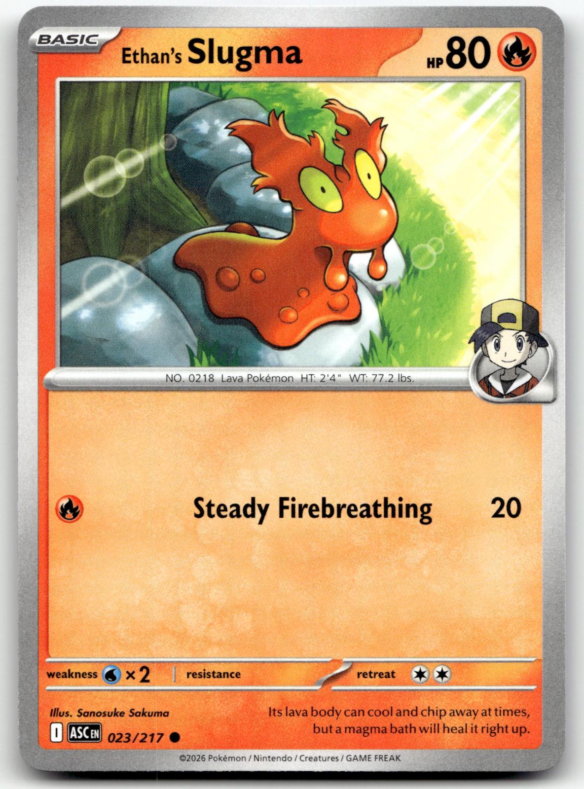 Ethan's Slugma 023/217 Common Ascended Heroes Pokemon Near Mint