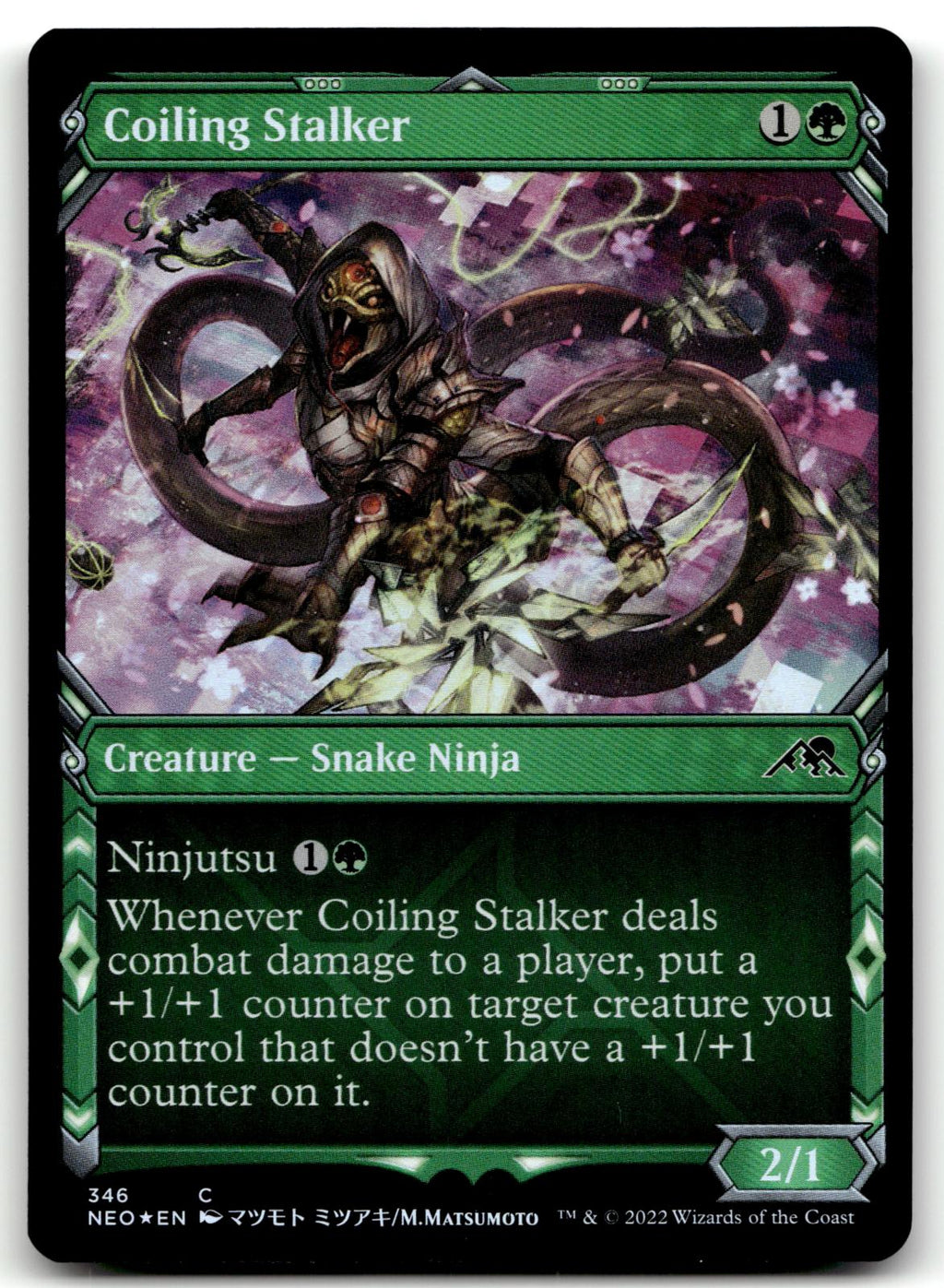 Coiling Stalker (Showcase) 346 Kamigawa: Neon Dynasty Magic: The Gathering Foil NM