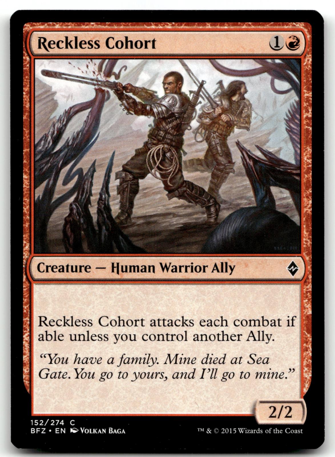 Reckless Cohort 152 Common Battle for Zendikar Magic: The Gathering Near Mint