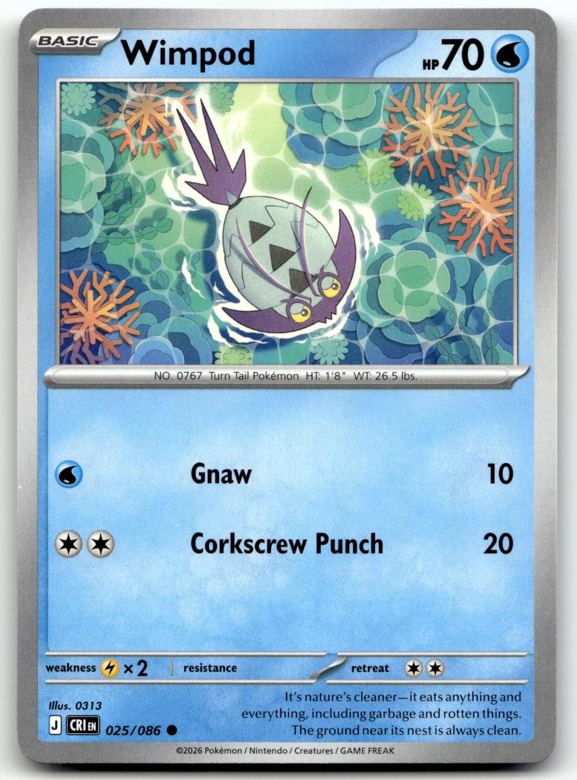 Wimpod 025/086 Common Chaos Rising Pokemon Near Mint