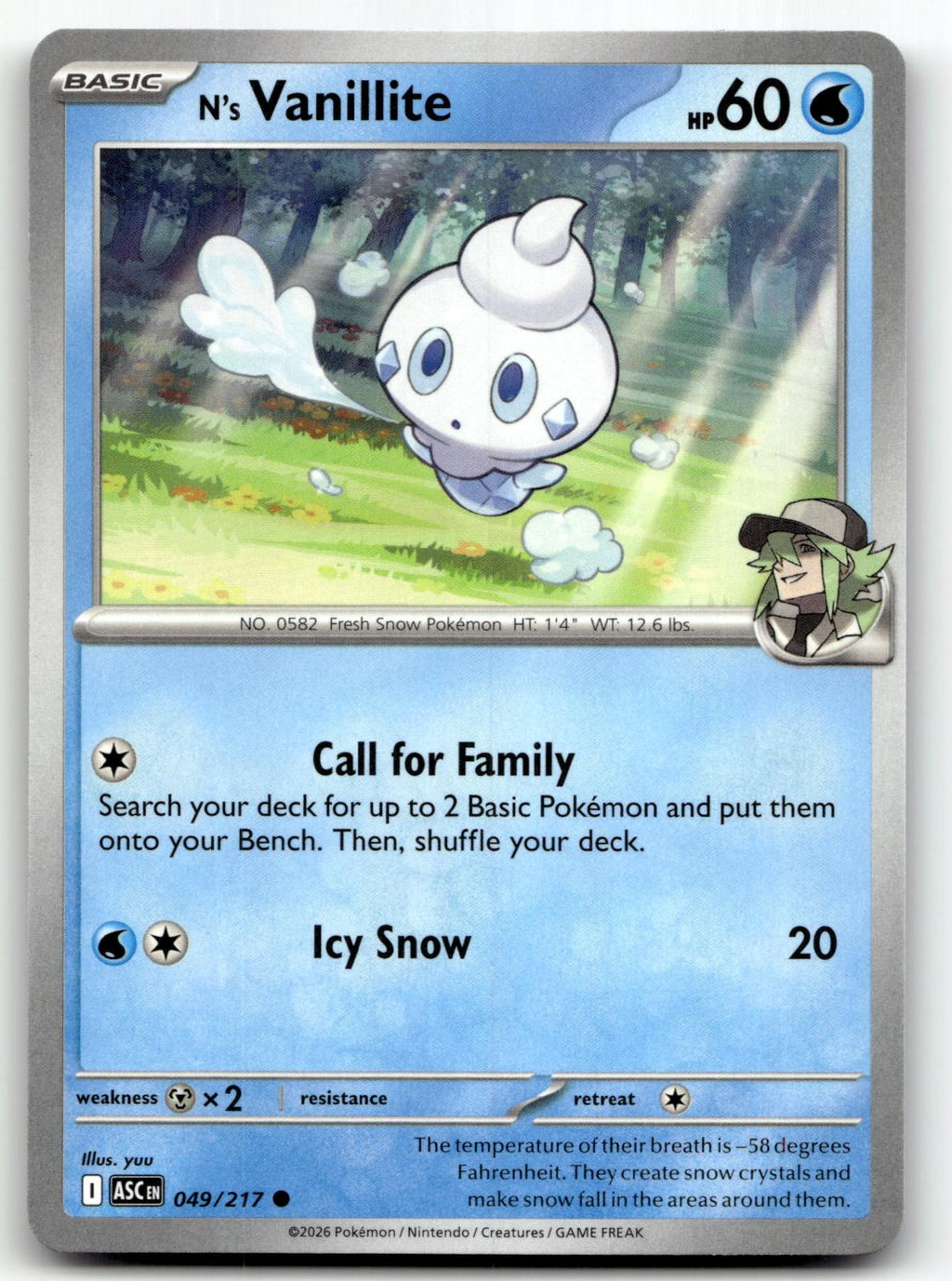 N's Vanillite 049/217 Common Ascended Heroes Pokemon Near Mint